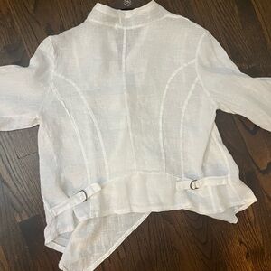 White Tempo Paris linen top - size Large - like a cardigan. Perfect for summer.